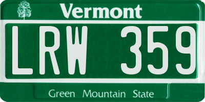 VT license plate LRW359
