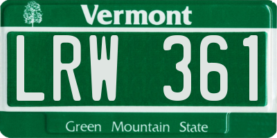 VT license plate LRW361