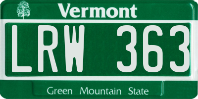 VT license plate LRW363