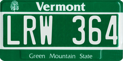 VT license plate LRW364