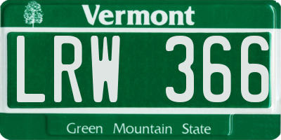 VT license plate LRW366