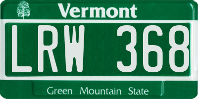 VT license plate LRW368