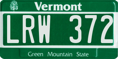VT license plate LRW372