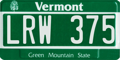 VT license plate LRW375