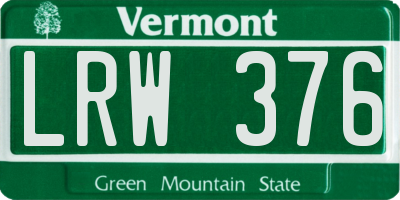 VT license plate LRW376