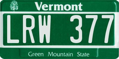 VT license plate LRW377