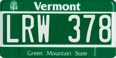 VT license plate LRW378