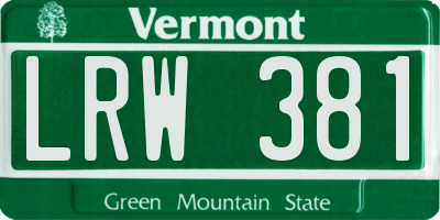 VT license plate LRW381