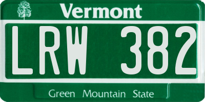 VT license plate LRW382