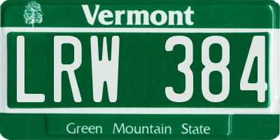 VT license plate LRW384
