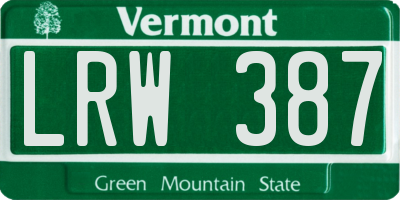 VT license plate LRW387