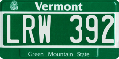 VT license plate LRW392