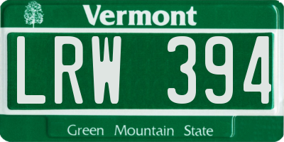 VT license plate LRW394