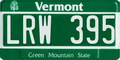 VT license plate LRW395