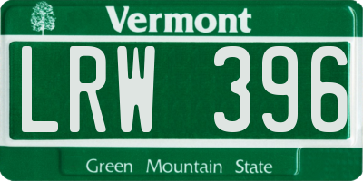 VT license plate LRW396