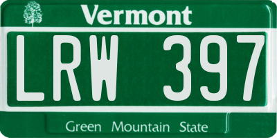 VT license plate LRW397