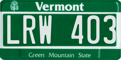VT license plate LRW403