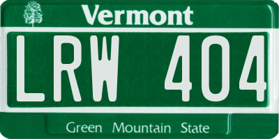VT license plate LRW404