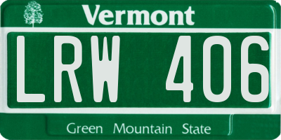 VT license plate LRW406