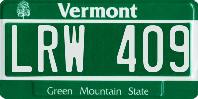 VT license plate LRW409