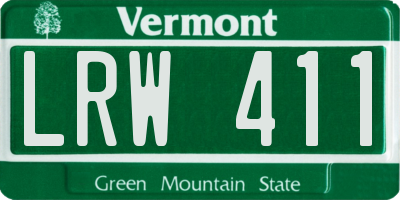 VT license plate LRW411