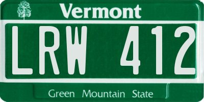 VT license plate LRW412