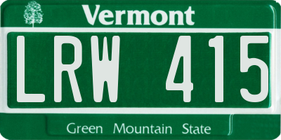VT license plate LRW415
