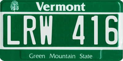 VT license plate LRW416