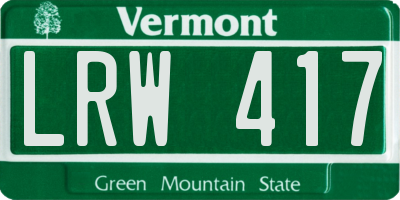 VT license plate LRW417