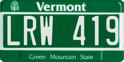 VT license plate LRW419