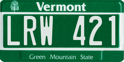 VT license plate LRW421