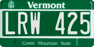 VT license plate LRW425