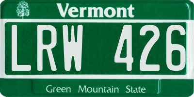 VT license plate LRW426