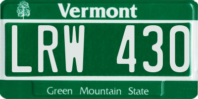 VT license plate LRW430