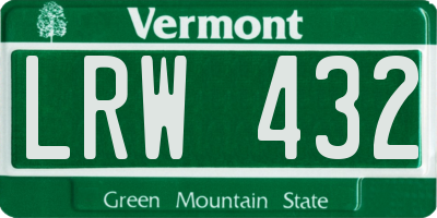 VT license plate LRW432