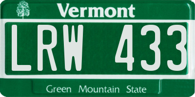 VT license plate LRW433