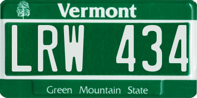 VT license plate LRW434