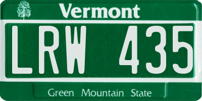 VT license plate LRW435