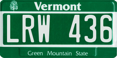 VT license plate LRW436