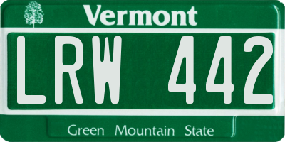 VT license plate LRW442