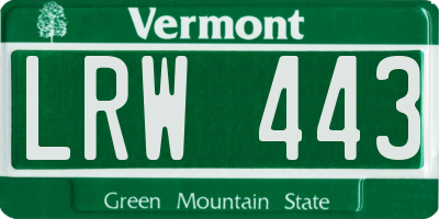VT license plate LRW443