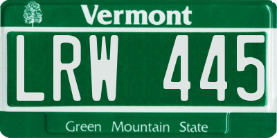 VT license plate LRW445