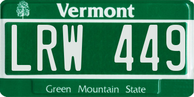 VT license plate LRW449