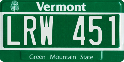 VT license plate LRW451