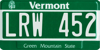 VT license plate LRW452