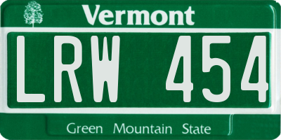 VT license plate LRW454