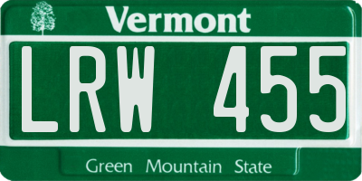 VT license plate LRW455