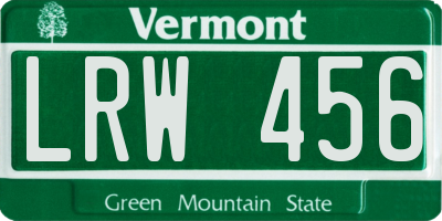 VT license plate LRW456
