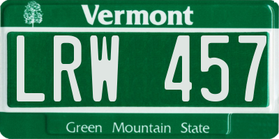 VT license plate LRW457