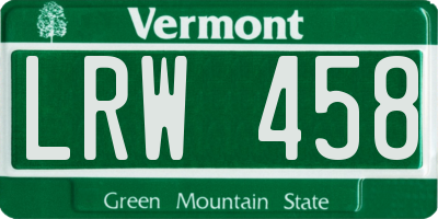 VT license plate LRW458